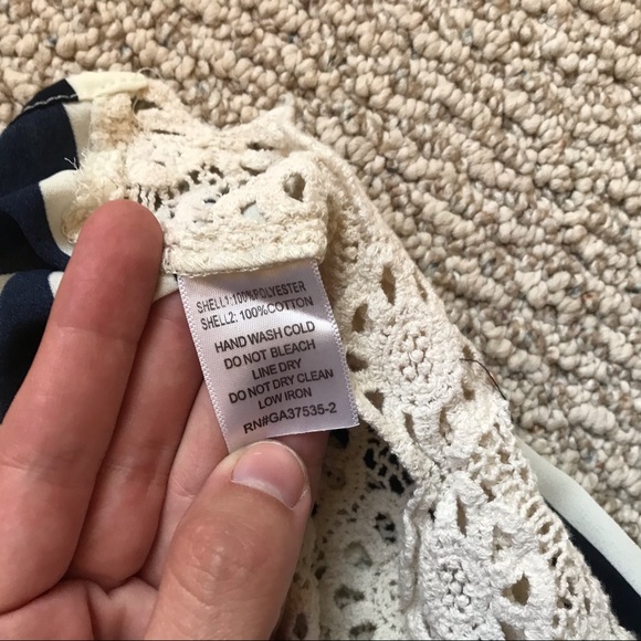 Striped, Lace-Back Blouse - Picture 4 of 4